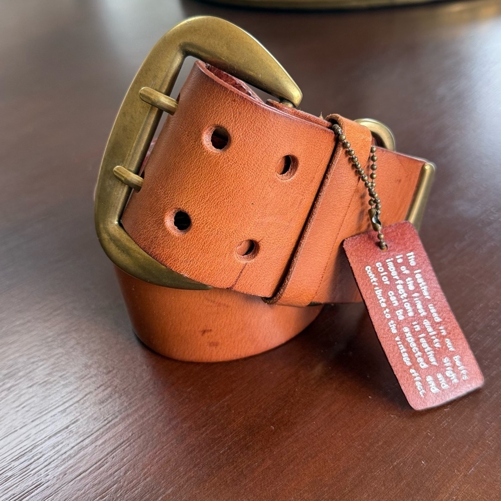 Linea Pelle Leather Belt in Cognac with Brass Buckle
